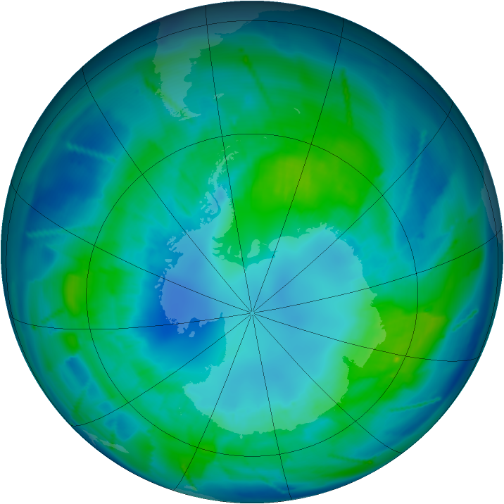 Antarctic ozone map for 16 April 2011